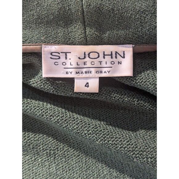 St. John Collection Santana Knit Jacket Blazer Dark Green Gold Buttons Size 4 - Picture 2 of 5